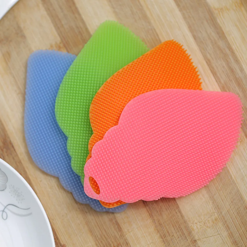 

New Style Silicon Dishwashing Brush Direct Selling Wholesale Creative Leaf-Shaped Multi-functional Wash Useful Product Fruit And