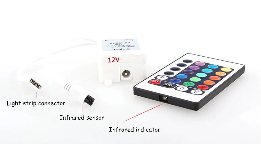 24-ключ RGB контроллер постоянного тока 12V 2A ИК инфракрасный Светодиодные ленты регулятор мощности света; большие размеры 34-тип Функция режимов выход регулятора 3 степенями свободы