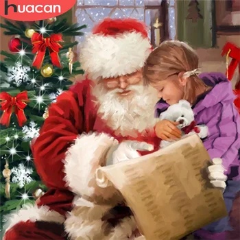 

HUACAN 5D DIY Diamond Painting Christmas Diamond Embroidery Santa Claus Cross Stitch Girl Cartoon Mosaic Decor For Home