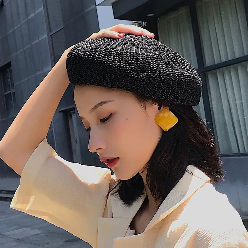 

INS Beret Women's Summer Spring Thin Painter Hat Simple Breathable Retro Octagonal Newsboy Cap Network Red Hat