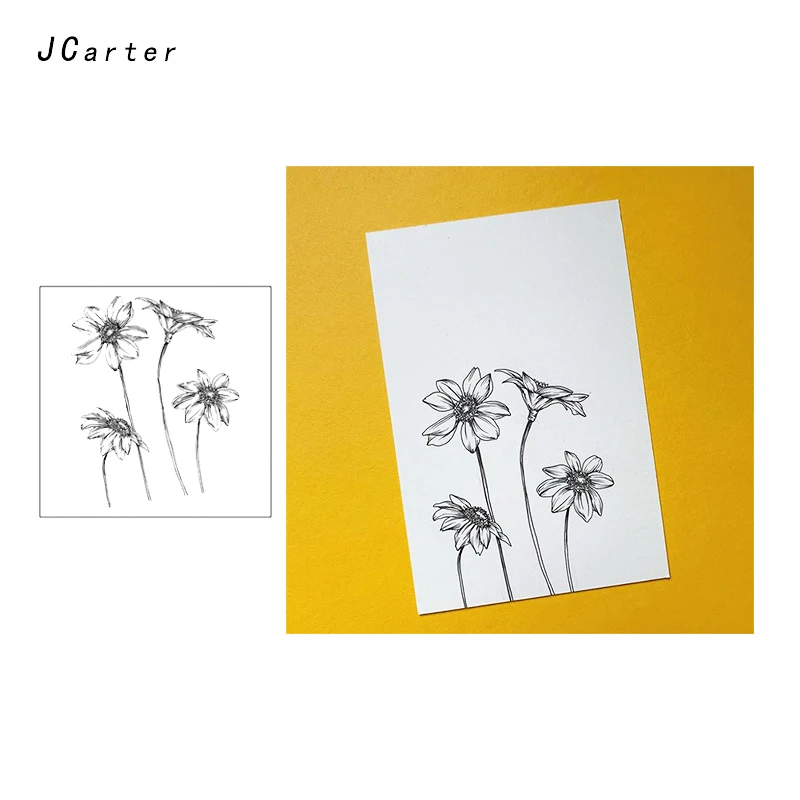 

JC Clear Stamps Rubber 4pcs Fine Flower Stamp Silicone for Scrapbooking Paper Tool Card Making Craft Decoration New Stamps 2019