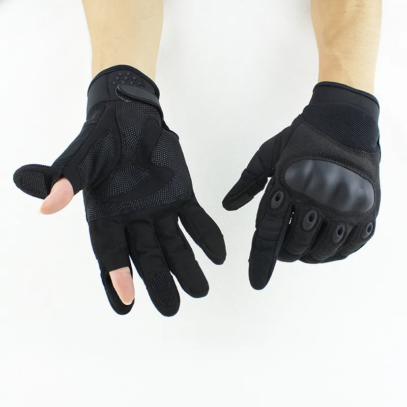 Outdoor microfiber black shell opening Hiking Gloves Military Tactical Combat Gloves Full Finger Breathable Gloves