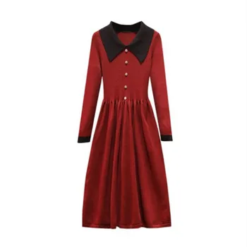 

2020 spring new large size fat sister in the long Sleeve temperament slim slim fairy net red Loose Plus Size Midi dress