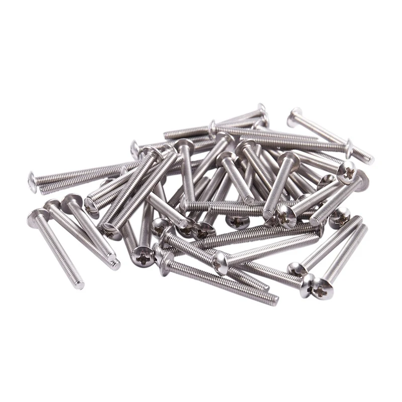 

50 Pcs #6-32 x 1 1/4 Inch Cross Truss Head Bolts Machine Screws Silver