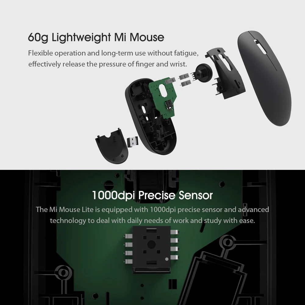 Xiaomi беспроводная мышь Lite портативная игровая мышь 1000 точек/дюйм 2,4 ГГц Wifi оптическая мышь мини ноутбук мышь для ноутбука