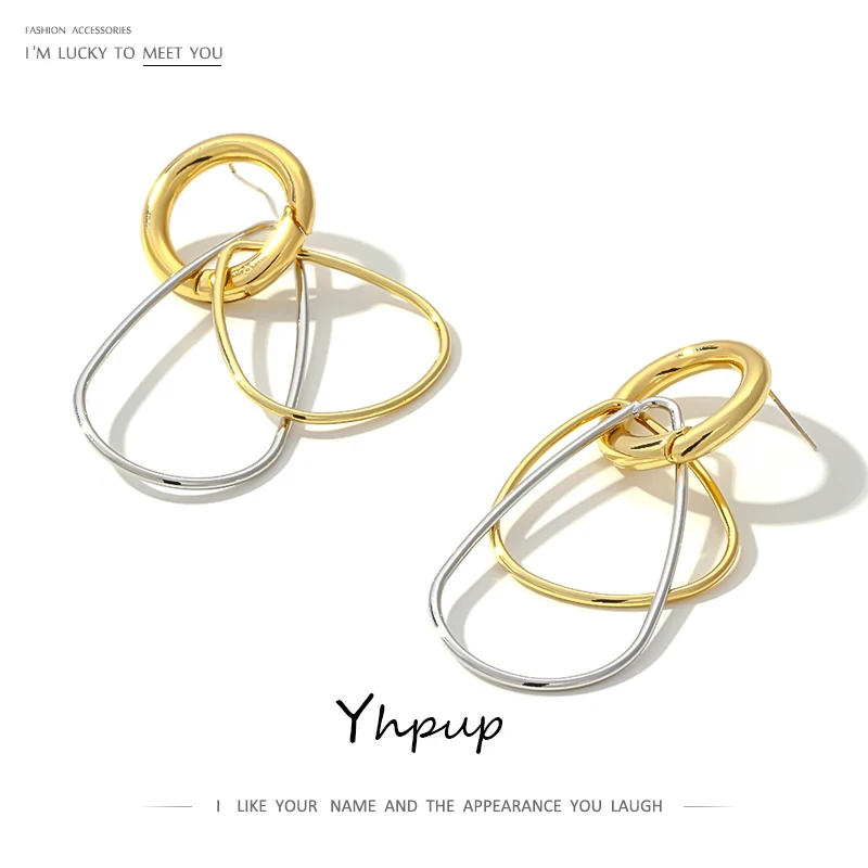 

Yhpup Personality Round Geometric Dangle Earrings Minimalist Statement Charm Metal Earrings for Female Office Jewelry Bijoux New