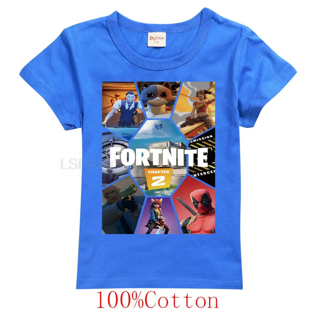 FORTNITE Blue Short Sleeve T-Shirt Pink Bear 100% Cotton Video Game  Character