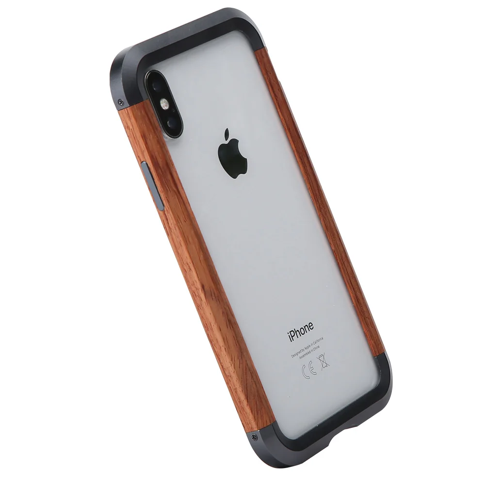 OATSBASF для iphone XR XS Max Железный деревянный каркас металлический защитный чехол простой индивидуальный металлический бампер чехол для iphone X - Цвет: Black