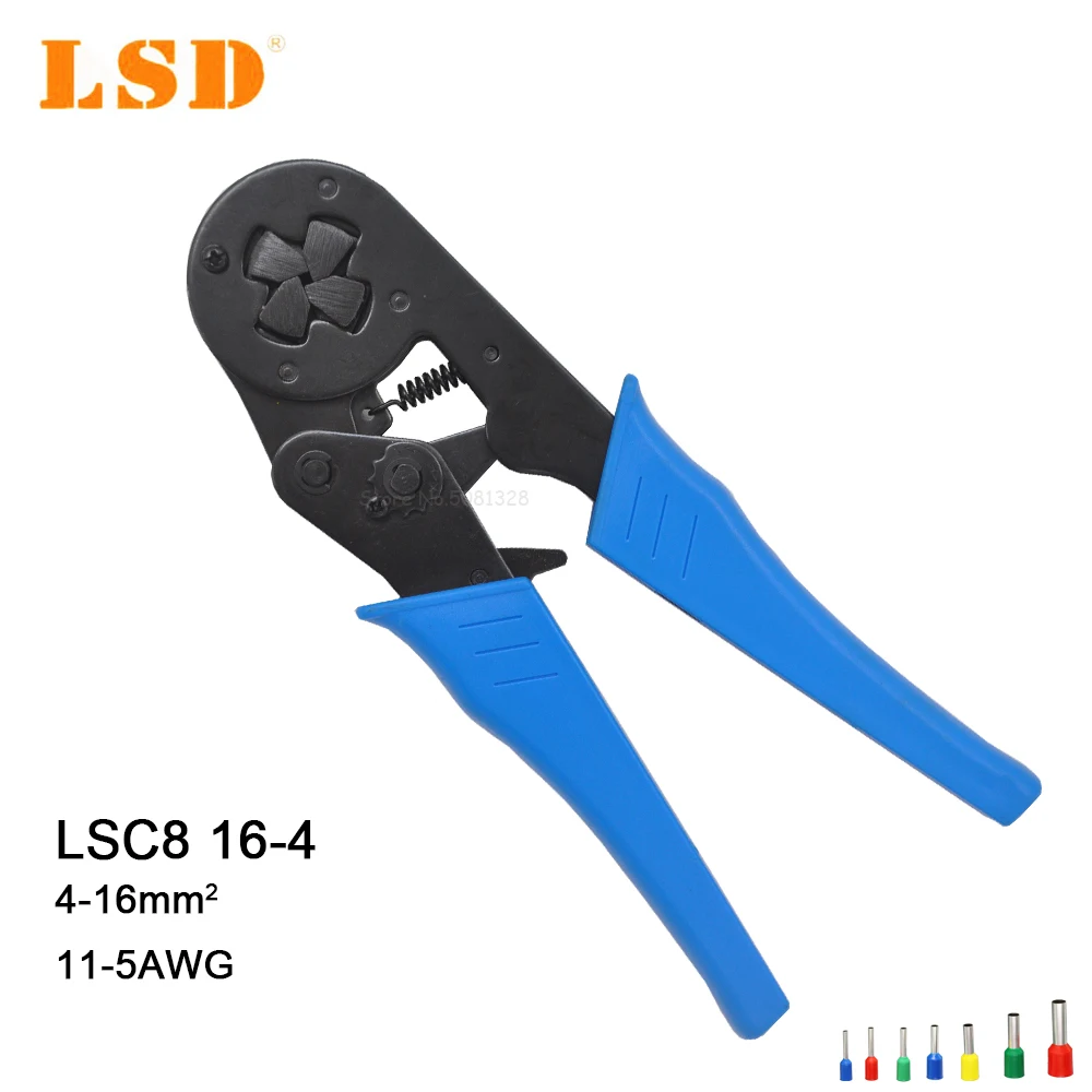 

LSC8 HSC8 16-4 4-16m2 Self-adjustable Crimping Tools 11-5AWG End-sleeves Wire VE Terminal Crimper Plier Square Clamp Tools