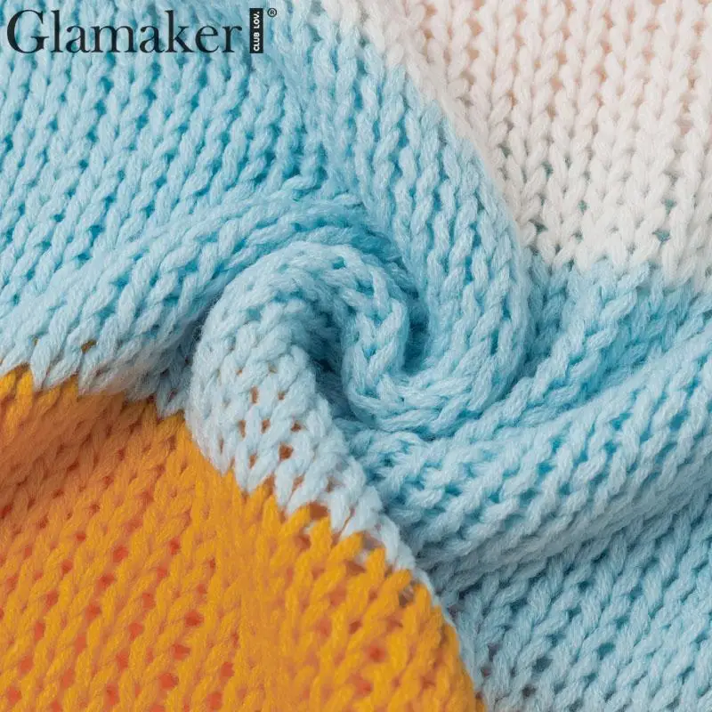 Glamaker вязаный Цветной полосатый длинный кардиган, женская модная уличная одежда, осенняя верхняя одежда, свитер, Женский Повседневный Кардиган-пальто
