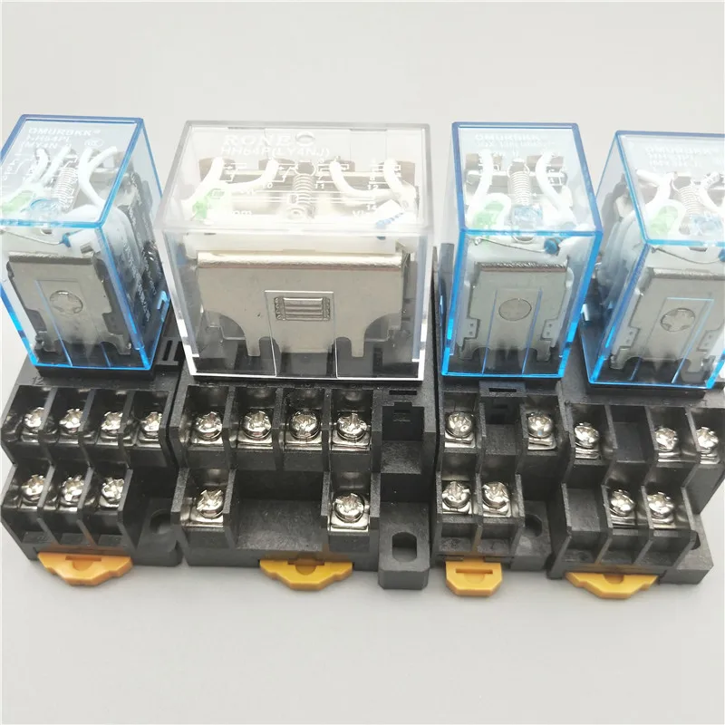 

1Pc LY4NJ HH64P AC 110V 220V DC 12V DC 24V 14PIN 10A silver contact Power Relay Coil 4PDT with socket Base
