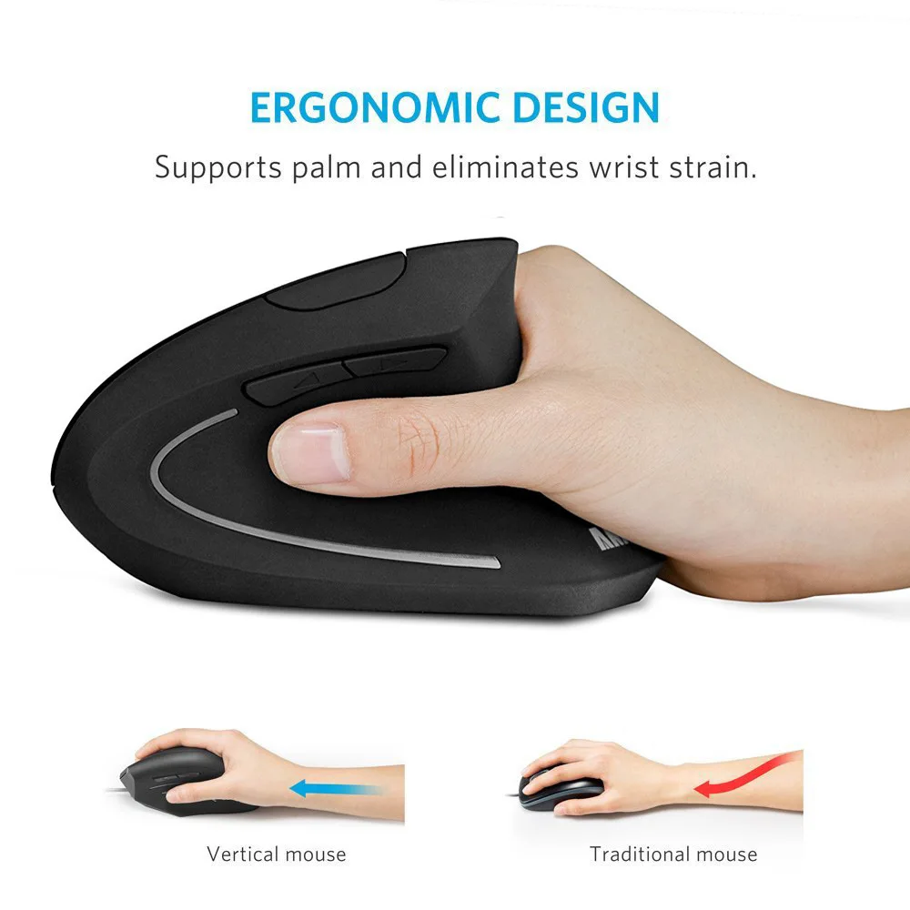 CHUYI Ergonomic Vertical Wireless Mouse Computer Colorful LED Gaming Mice 1600DPI USB Optical 5D Healthy Mause With Mouse Pad