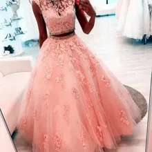 Очаровательное Розовое Бальное Платье из двух частей Vestidos De Quinceanera с прозрачным вырезом и кружевной аппликацией из кристаллов, платье для выпускного вечера 16