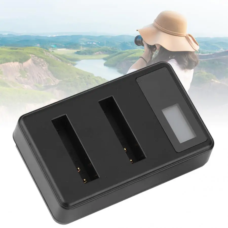 1 pcs LCD Display NB-6L Battery Charger Dual Slot with USB Port Power