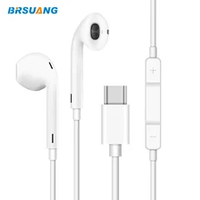 100 шт./лот BRSUANG наушники-вкладыши type-C наушники микрофон объем USB-C наушники стерео наушники капельки для samsung huawei Xiaomi Nokia и т. д