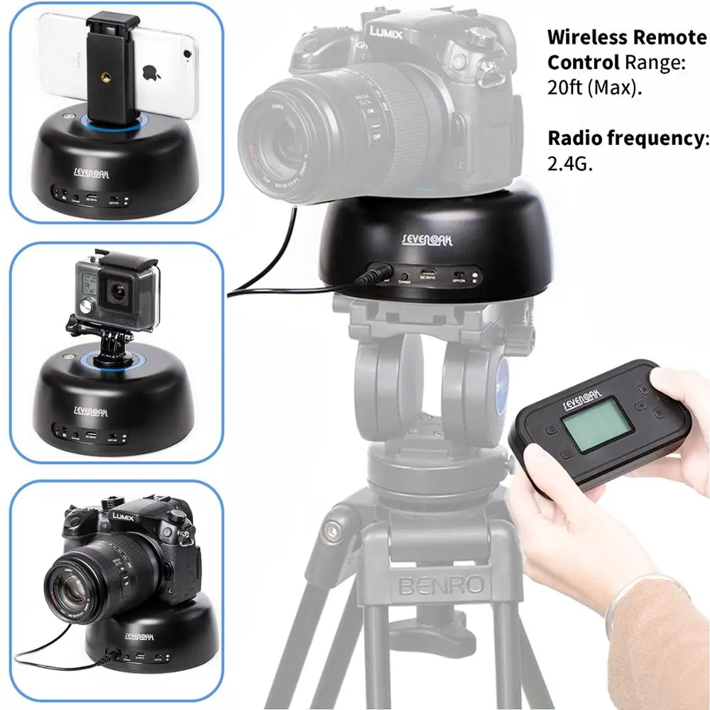  Sevenoak Camera Wireless Panoramic Time Lapse Video Tripod Head & Remote Control for iOS Smartphone