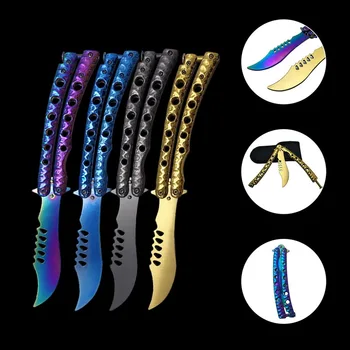 

No Edge Practice Butterfly In Knife Balisong Trainer Training Pocket Karambit Knife Colorful Color Game Knife Dull Blade New