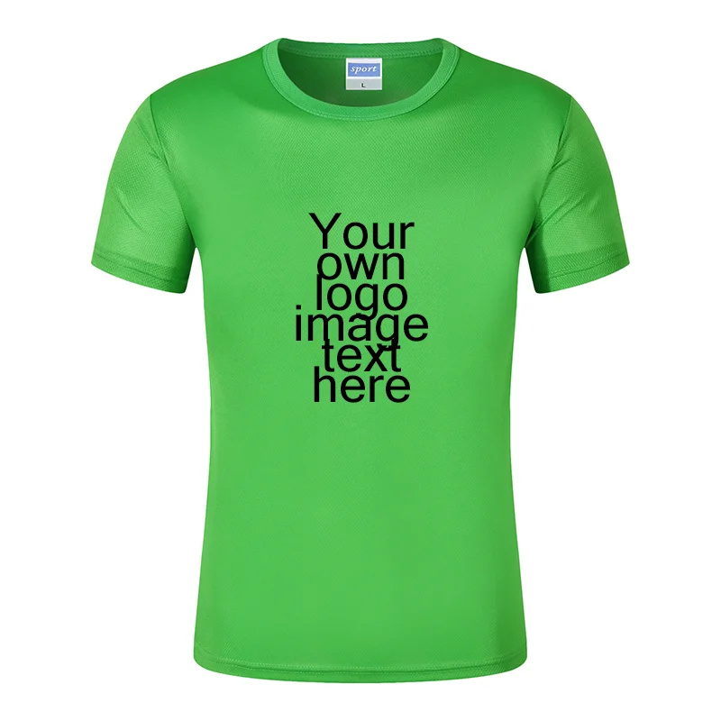 Создайте свой собственный напечатанный логотип торговой марки Фотографии настроить мужские и женские футболки и повседневные футболки больших размеров на заказ - Цвет: Зеленый