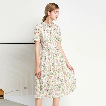

Fashion New Women'S 2020 Summer High Quality Party Casual Workplace Beach Vintage Elegant Chic Flower Print Midi Dress