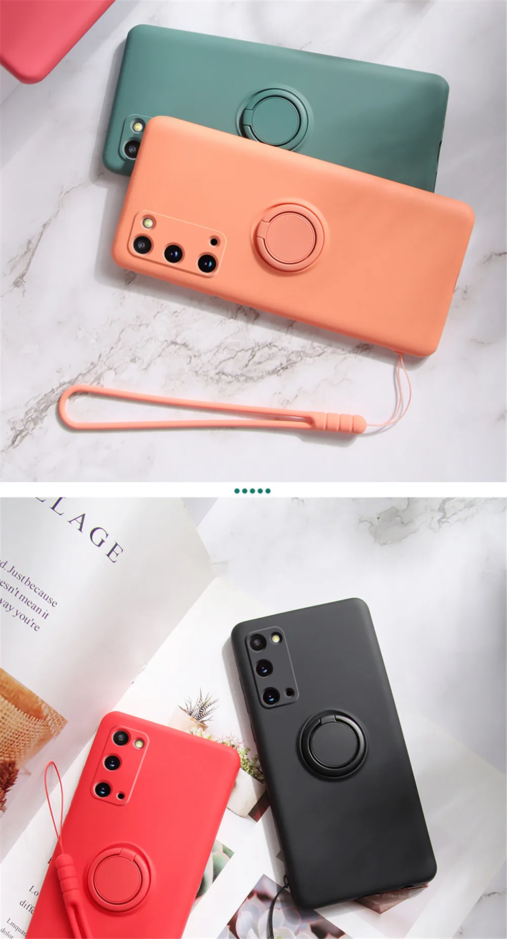 Magnetic Ring Holder Case For Xiaomi Mi 11 10 T Lite 8 9 SE 10 Redmi Note 7 8 9 Pro 9S 9A 9C K30 Soft Silicone Cover With Strap iphone se waterproof case