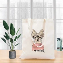 Хозяйственная сумка с рисунком животных, сумка-тоут, Холщовая Сумка, моющаяся эко-сумка, для ежедневного использования, многоразовая