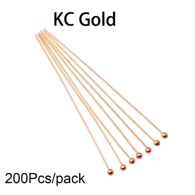 50-200pcs/lot 16 20 25 30 40 50 mm Gold Metal Ball Head Pins For Diy Jewelry Making Head pins Findings Dia 0.5mm Supplies KC Gold