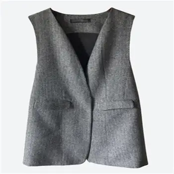 

High quality vest female Korean version of the new spring 2020 Houndstooth V-neck vest fashion Slim coat tide