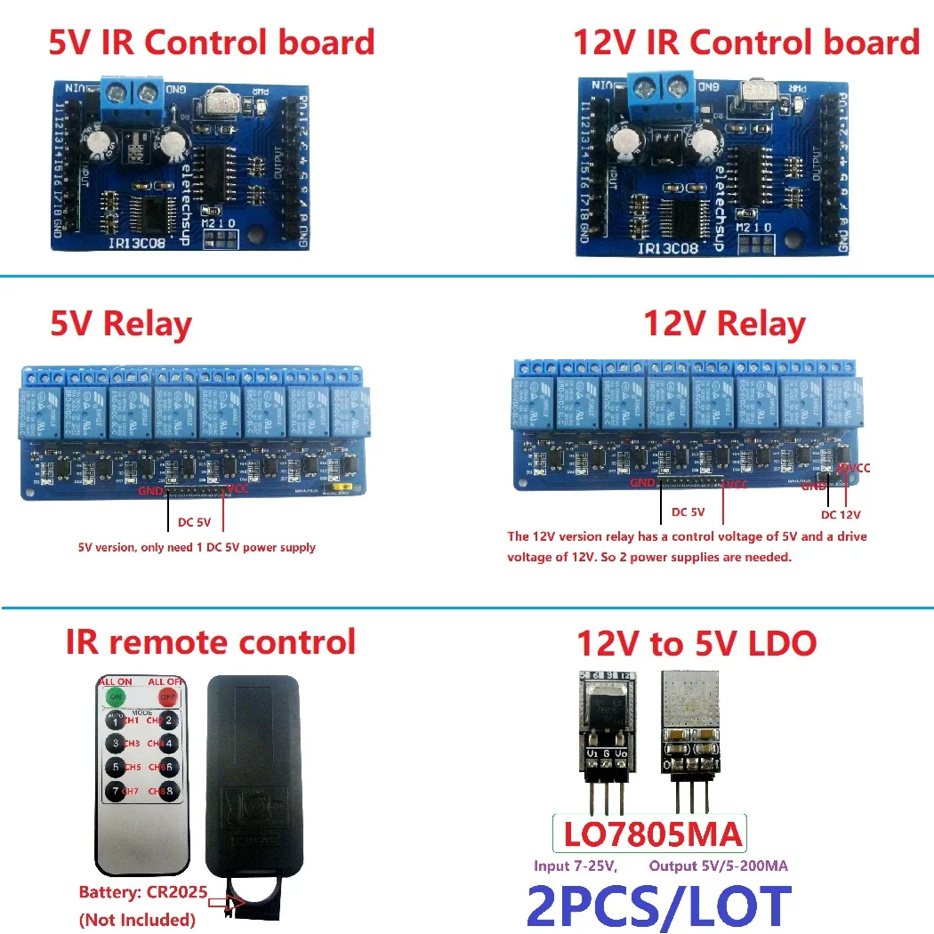 1 Channel Infrared Remote Control Relay Module IR Switch - 1CH 5V 2-Button Remote Control