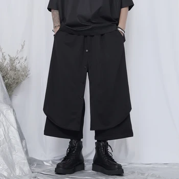 

INCERUN 2020 Men Pants Punk Style Casual Solid Personality Fashion Skirts Trousers Men Baggy Streetwear Joggers Irregular Pants