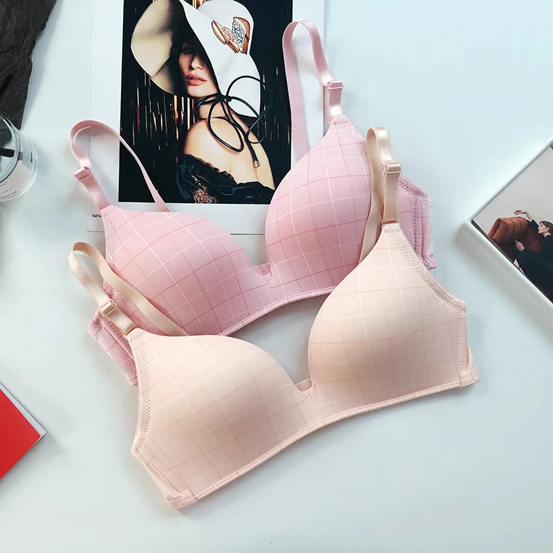 Roseheart женский модный черный фиолетовый розовый беспроводной мягкий бюстгальтер клетчатый женский бюстгальтер сексуальный цельный бюстгальтер без косточек нижнее белье A B