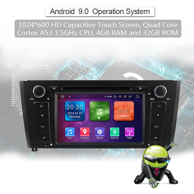 Flash Deal Android 9.0 Octa Core 4G RAM 32G ROM GPS Navigation 7 " Car DVD Player for BMW E81/E82/E87/E88 2004-11 with Radio/Bluetooth/RDS 0