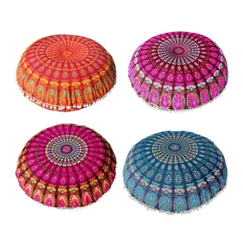 

43/80cm Round Indian Bohemian Floor Pillow Cushion Cover Case Mandala Pouf Retro Boho Home Decor 425C