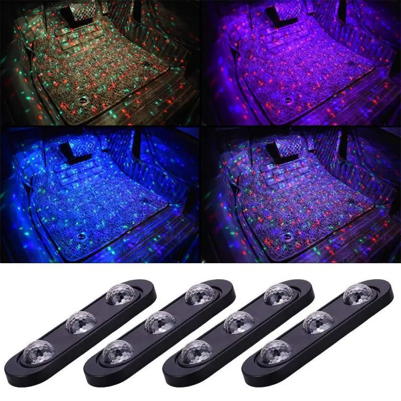 

USB Car Ambient Star Starry Light Interior Atmosphere Light Music Voice Control LED RGB Auto Decorative Lamp 7 Colors