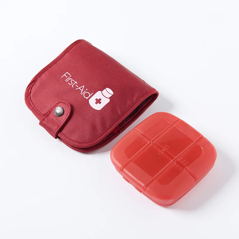 Переносная полупрозрачная коробка для таблеток, дорожная сумка для лекарств, большая емкость, коробка для хранения лекарств, сумка для хранения - Цвет: Combination Red