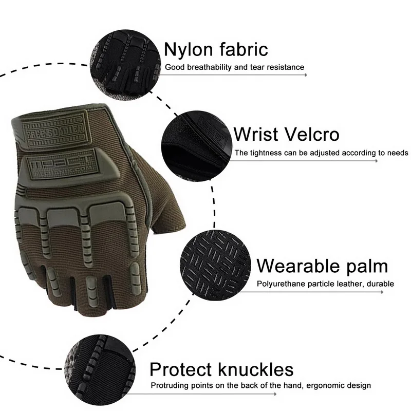 Men Fingerless Military Gloves Outdoor Working Hunting Tactical Anti-Slip Mtb Bike Bicycle Motorcycle Driving Gloves fingerless gloves half finger gloves tactical gloves male gloves sports gloves