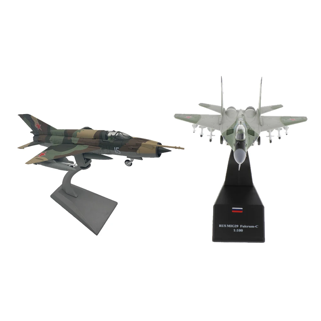 2Pcs 1/72 MIG-21 Aircraft 1:100 Scale MIG-29 Fighter Alloy Model Decor