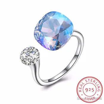

Crystals Rings 925 Individual Diamond-Studded Sterling Silver Rings Women's Multicolor Simple Rings Gift