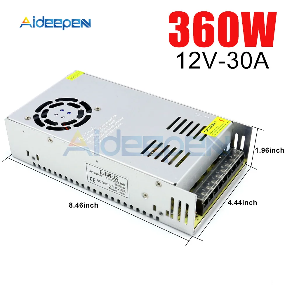 

12V 30A 360W Switching Power Adapter 12V 30A 360 Watts Voltage Converter Regulated Switch Power Supply for LED