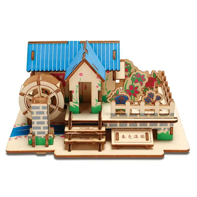 2Pcs DIY Puzzle Play Kids Gift Children Wooden House Educational Toys Kids Montessori Board Games Antistress Toys for Children 3