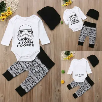 

Ladies I Have Arrived 3Pcs Newborn Baby Boy Cotton Top Romper Pants Leggings Hat Outfit Clothing Summer Cotton