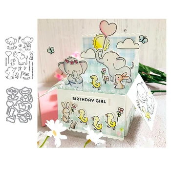

LLove CCraft Elephant and bunny Metal cutting dies and stamp for DIY Scrapbook papercraft mould blade punch stencils