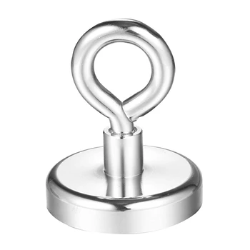 

172Lbs (78Kg) Pulling Force Super Powerful Round Neodymium Magnet With Eyebolt Diameter 1.89 Inch (48Mm) X Thickness 0.47 Inch (