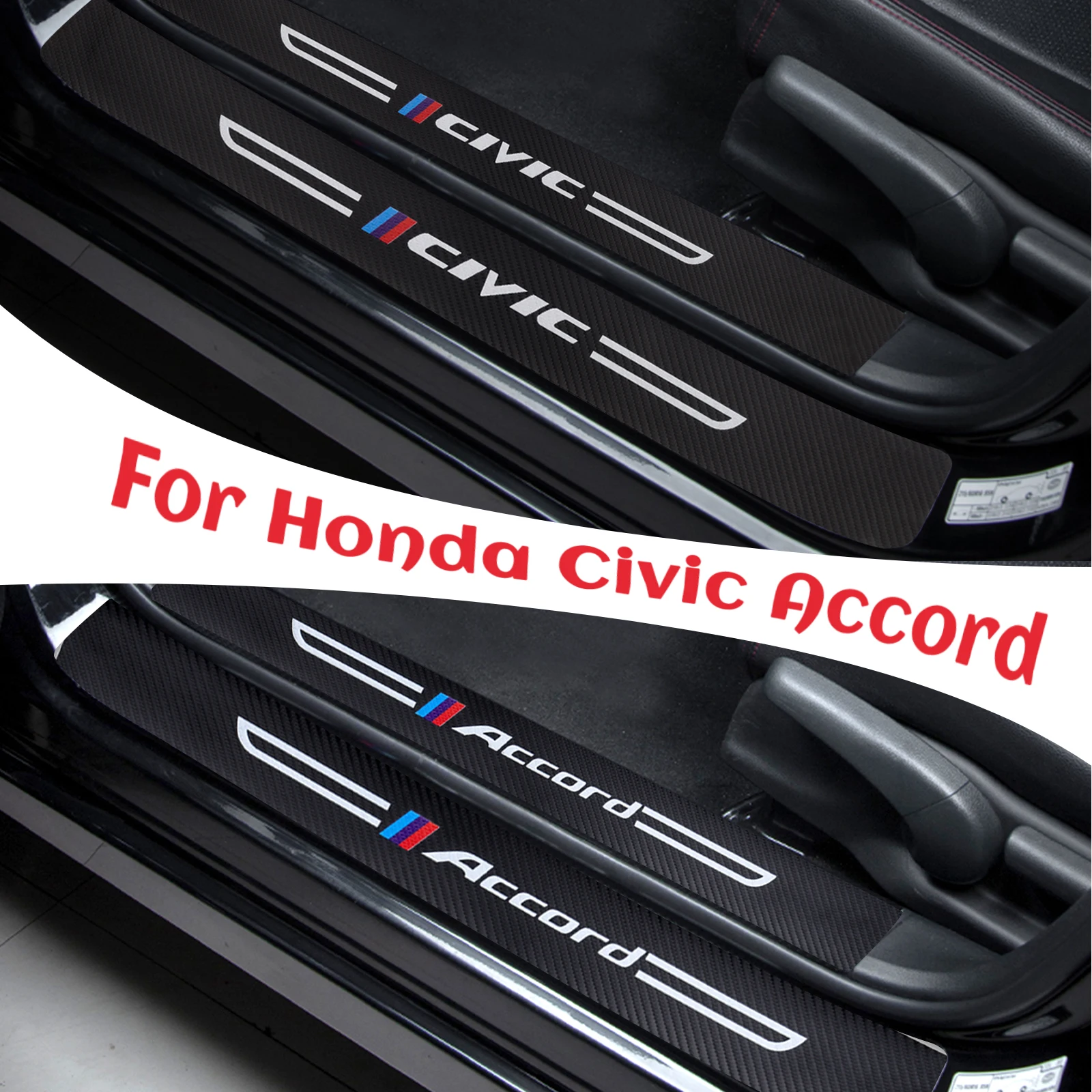 4 шт. автомобильные наклейки на порог из углеродного волокна для Honda Civic Accord 2020 2021 |