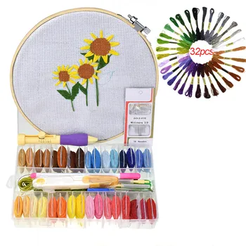 

32 Kinds Of Color Embroidery Thread Full Series Embroidery Kit With Storage Box High Quality Cross Stitch Kit