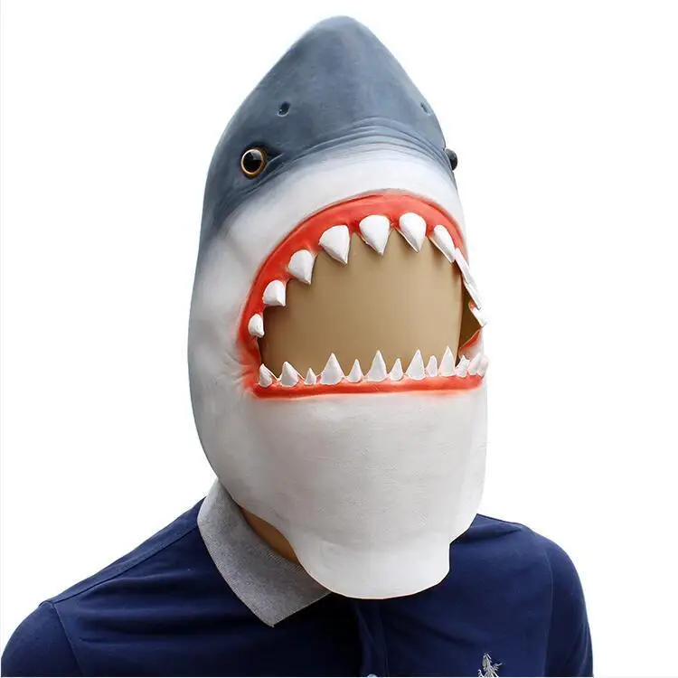 Latex Animal Mask Costume Accessory Novelty Halloween Party Head Mask Shark MaskScary Fancy Dress Party Ocean Fish Cosplay mask