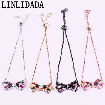 

8Pcs Fashion Rainbow CZ Colorful Zirconia Bow Beautiful Adjusted Bracelet Jewelry For Women