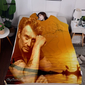 

New Rock Singer Reggae Johnny Hallyday Winter Lazy Quilt With Sleeves Blanket Family Blanket Soft Warm Blanket Bedspread Quilt