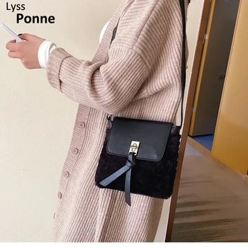 

Women's 2020 Fashion Elegant Versatile Crossbody Bag Korean-style Contrast Color Squa Autumn And Winter New Cute Plush Bags