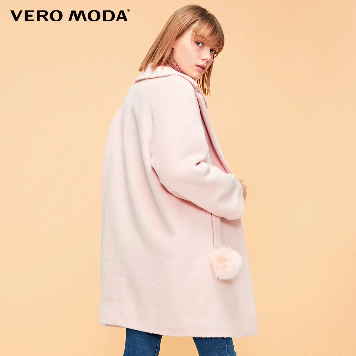 Vero Moda зимнее женское из шерсти альпаки прямое средней длины куртка пальто женское | 318327545