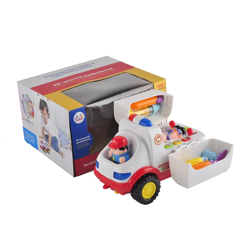 0-3 Years Old Baby Learning&educational Ambulance Toy Car Styling Doctor Emergency Model with Light and Music Electric Car kid